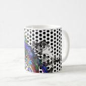 抽象芸術バリゲッコ |黒いドット コーヒーマグカップ (正面右)
