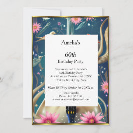 抽象芸術バースデーパーティーブルー招待状 招待状