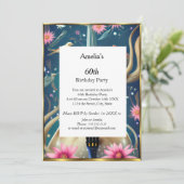 抽象芸術バースデーパーティーブルー招待状 招待状 (スタンド正面)