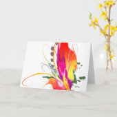 抽象芸術バードオブパラダイス絵を描(ばちゃばちゃ)跳ねる カード (黄色い花)