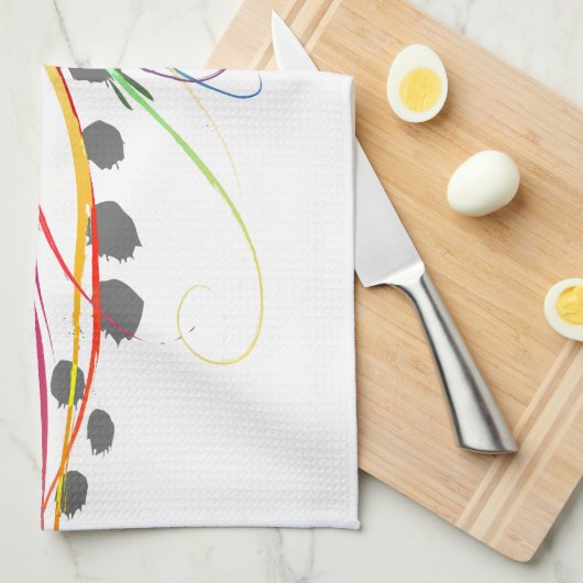 抽象芸術バードオブパラダイス絵を描（ばちゃばちゃ）跳ねる キッチンタオル (四つ折り)