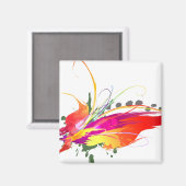 抽象芸術バードオブパラダイス絵を描(ばちゃばちゃ)跳ねる マグネット (正面/裏面)