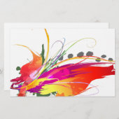 抽象芸術バードオブパラダイス絵を描(ばちゃばちゃ)跳ねる 便箋 (正面/裏面)