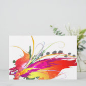 抽象芸術バードオブパラダイス絵を描(ばちゃばちゃ)跳ねる 便箋 (スタンド正面)