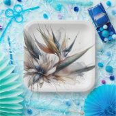 抽象芸術バードオブパラダイス ペーパープレート (パーティー)