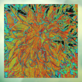 抽象芸術バーンドオレンジアンドグリーンダリア開花 ウィンドウサイン