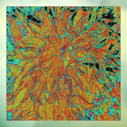 抽象芸術バーンドオレンジアンドグリーンダリア開花 ウィンドウサイン (シート3)