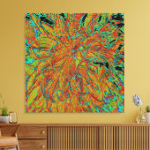 抽象芸術バーンドオレンジアンドグリーンダリア開花 キャンバスプリント (インサイチュ (リビング))