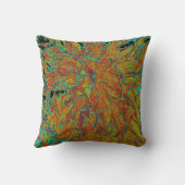 抽象芸術バーンドオレンジアンドグリーンダリア開花 クッション (裏面)