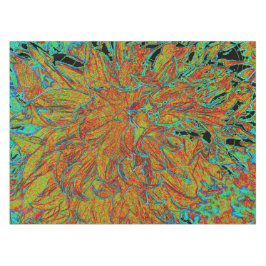 抽象芸術バーンドオレンジアンドグリーンダリア開花 テーブルクロス