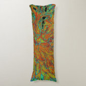 抽象芸術バーンドオレンジアンドグリーンダリア開花 ボディピロー (正面縦)