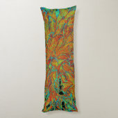 抽象芸術バーンドオレンジアンドグリーンダリア開花 ボディピロー (裏面 (縦))