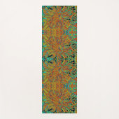 抽象芸術バーンドオレンジアンドグリーンダリア開花 ヨガマット (正面)