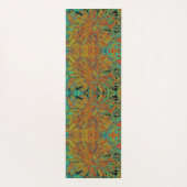 抽象芸術バーンドオレンジアンドグリーンダリア開花 ヨガマット (裏面)