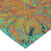 抽象芸術バーンドオレンジアンドグリーンダリア開花 ロングテーブルランナー (コーナー)