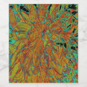 抽象芸術バーンドオレンジアンドグリーンダリア開花 ワインラベル (シングルラベル)