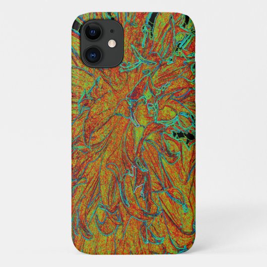 抽象芸術バーンドオレンジアンドグリーンダリア開花 Case-Mate iPhoneケース (裏面)