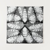 抽象芸術バ葉ナナ白黒 タペストリー (正面(横))