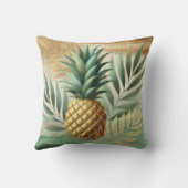 抽象芸術パイナップルゴールデンリーフアートワークスタイル11 クッション (裏面)