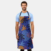 抽象芸術パイナップル葉ヴィンテージパターン エプロン (着用した状態)