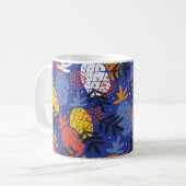 抽象芸術パイナップル葉ヴィンテージパターン コーヒーマグカップ (正面左)