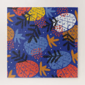 抽象芸術パイナップル葉ヴィンテージパターン ジグソーパズル (横)