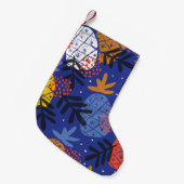 抽象芸術パイナップル葉ヴィンテージパターン スモールクリスマスストッキング (正面 (吊り時))