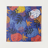 抽象芸術パイナップル葉ヴィンテージパターン タペストリー (正面(横))