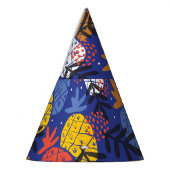 抽象芸術パイナップル葉ヴィンテージパターン パーティーハット (左)