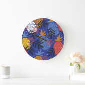 抽象芸術パイナップル葉ヴィンテージパターン ラージ壁時計 (ホーム)