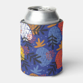抽象芸術パイナップル葉ヴィンテージパターン 缶クーラー (缶正面)