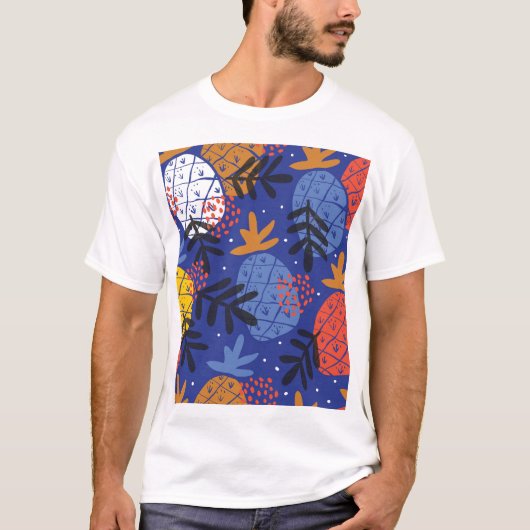 抽象芸術パイナップル葉ヴィンテージパターン Tシャツ (正面)