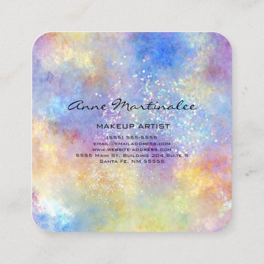 抽象芸術パステルアンドグリッタースパークル スクエア名刺 (裏面)