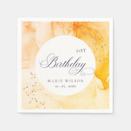 抽象芸術パステルイエローオレンジエイジ誕生日 スタンダードカクテルナプキン