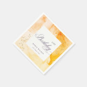 抽象芸術パステルイエローオレンジエイジ誕生日 スタンダードカクテルナプキン (角)