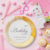 抽象芸術パステルイエローオレンジエイジ誕生日 ペーパープレート (パーティー)