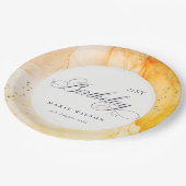 抽象芸術パステルイエローオレンジエイジ誕生日 ペーパープレート (アングル)