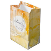 抽象芸術パステルイエローオレンジエイジ誕生日 ミディアムペーパーバッグ (正面アングル)