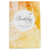 抽象芸術パステルイエローオレンジエイジ誕生日 ミディアムペーパーバッグ (正面)