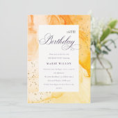 抽象芸術パステルイエローオレンジエイジ誕生日 招待状 (スタンド正面)