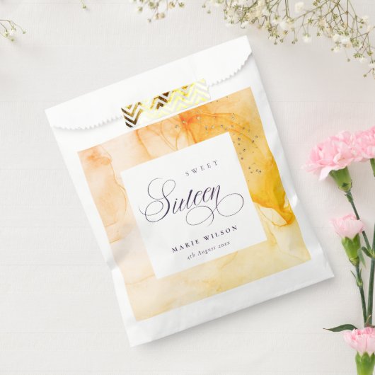 抽象芸術パステルイエローオレンジスウィート16誕生日 フェイバーバッグ (封をした状態)