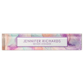 抽象芸術パステルインクパタパーソナライズされたーン デスクネームプレート (正面)