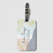 抽象芸術パステルウォーターカラーシェイプゴールドフォイル ラゲッジタグ (正面縦)