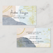 抽象芸術パステルウォーターカラーシェイプゴールドフォイル 名刺 (正面/裏面)