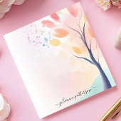 抽象芸術パステルウォーターカラーツリーパーソナライズされた名 ノートパッド