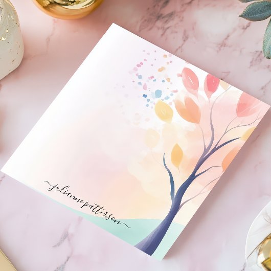 抽象芸術パステルウォーターカラーツリーパーソナライズされた名 ノートパッド