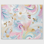 抽象芸術パステルエレガントペイズリーパープルフローラ ラッピングペーパー (フラット)