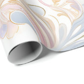 抽象芸術パステルエレガントペイズリー金ゴールドピンクブルー ラッピングペーパー (ロールコーナー)