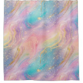 抽象芸術パステルグリッターシームレス模様 シャワーカーテン (正面)