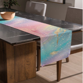 抽象芸術パステルグリッターシームレス模様 ショートテーブルランナー